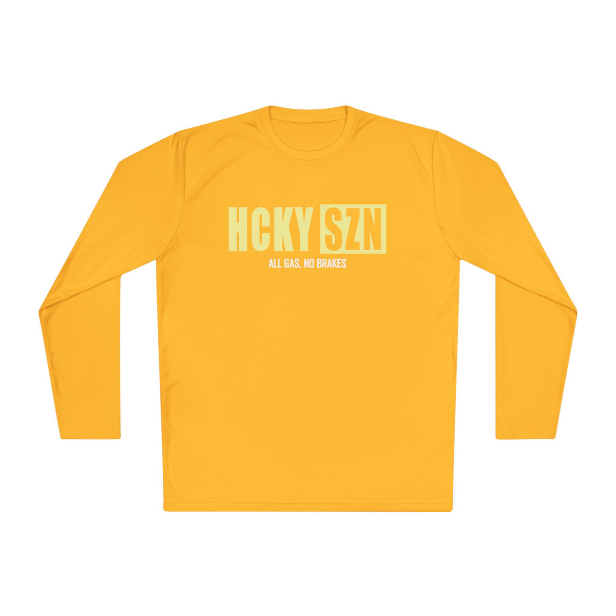 HCKYSZN (All Gas) Long Sleeve Adult Performance Tee - Gold/Sunflower/White