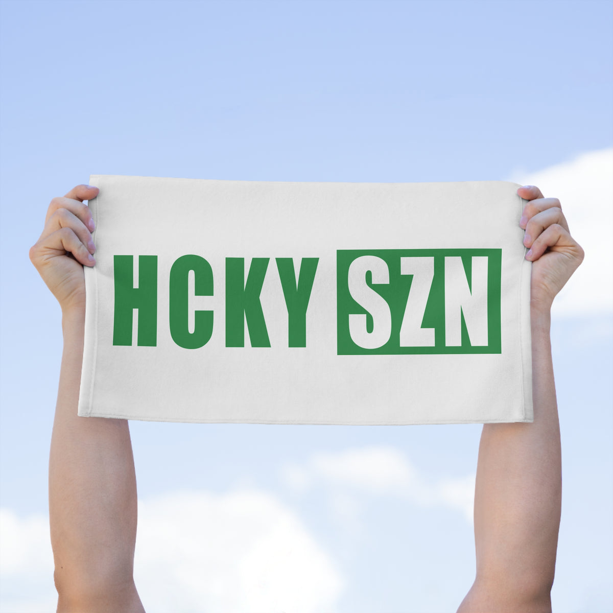 HCKY SZN 11x18 Skate Towel (White/Green) Hockey Towel