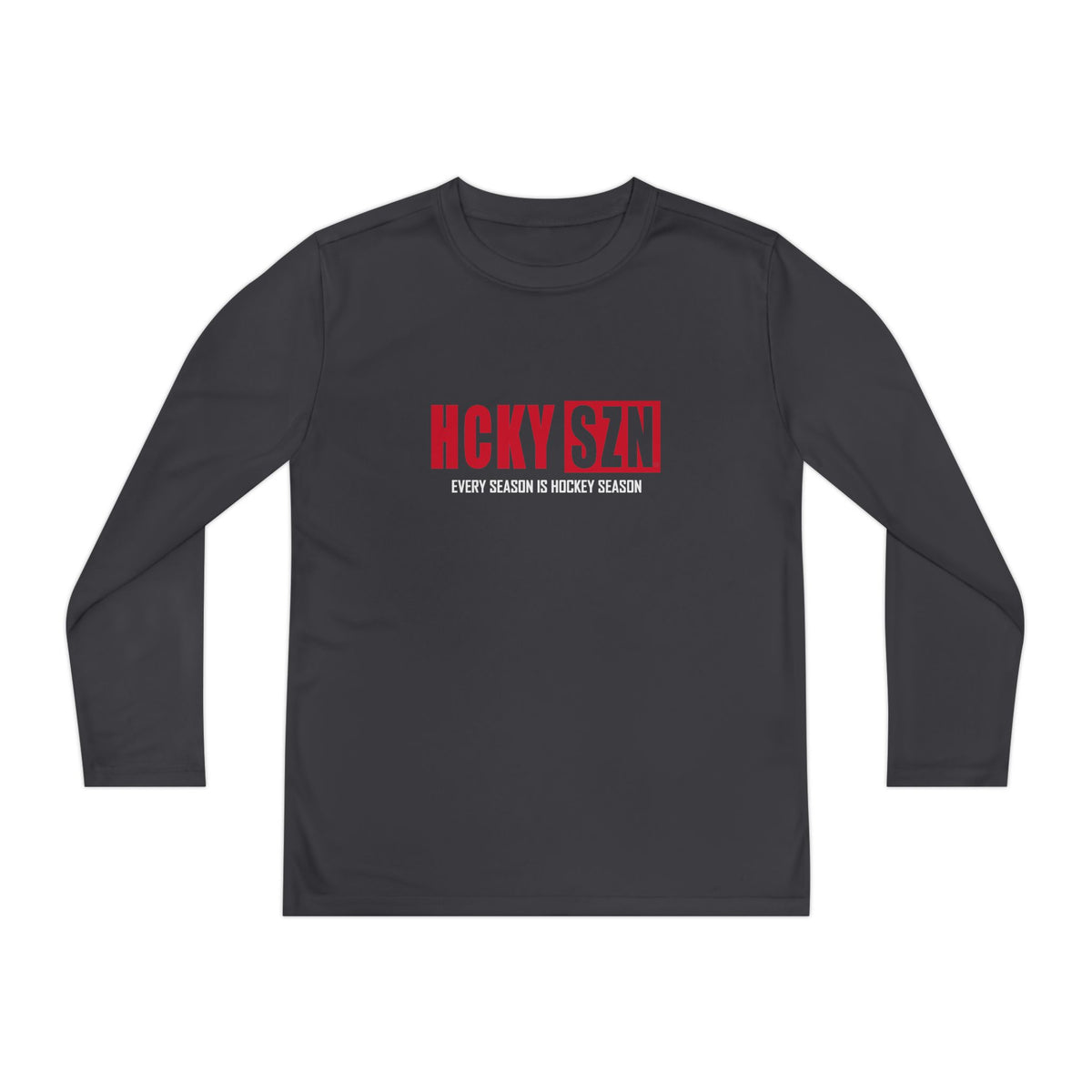 Every Season is HCKY SZN Youth Competitor Long Sleeve Tee (Red Logo) - Various Colors