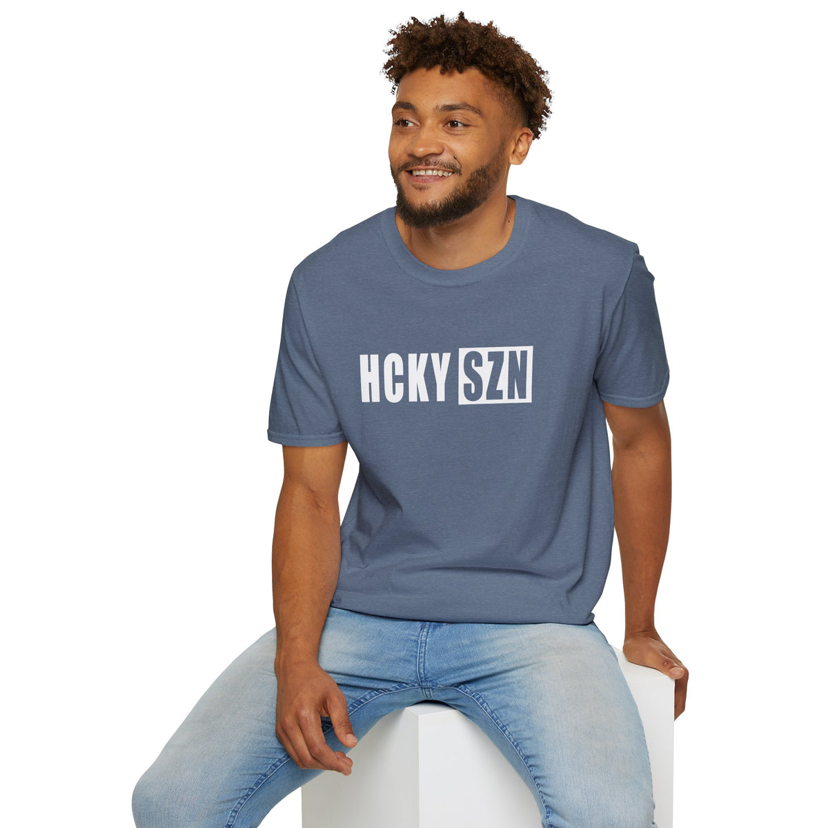 HCKY SZN Softstyle Tee Shirt (Heather Indigo)