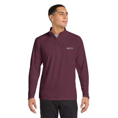 HCKY SZN Embroidered Quarter-Zip Pullover (Maroon/White)