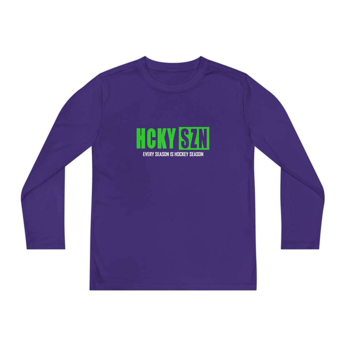 Every Season is HCKY SZN Youth Competitor Long Sleeve Tee (Lime Logo) - Various Colors