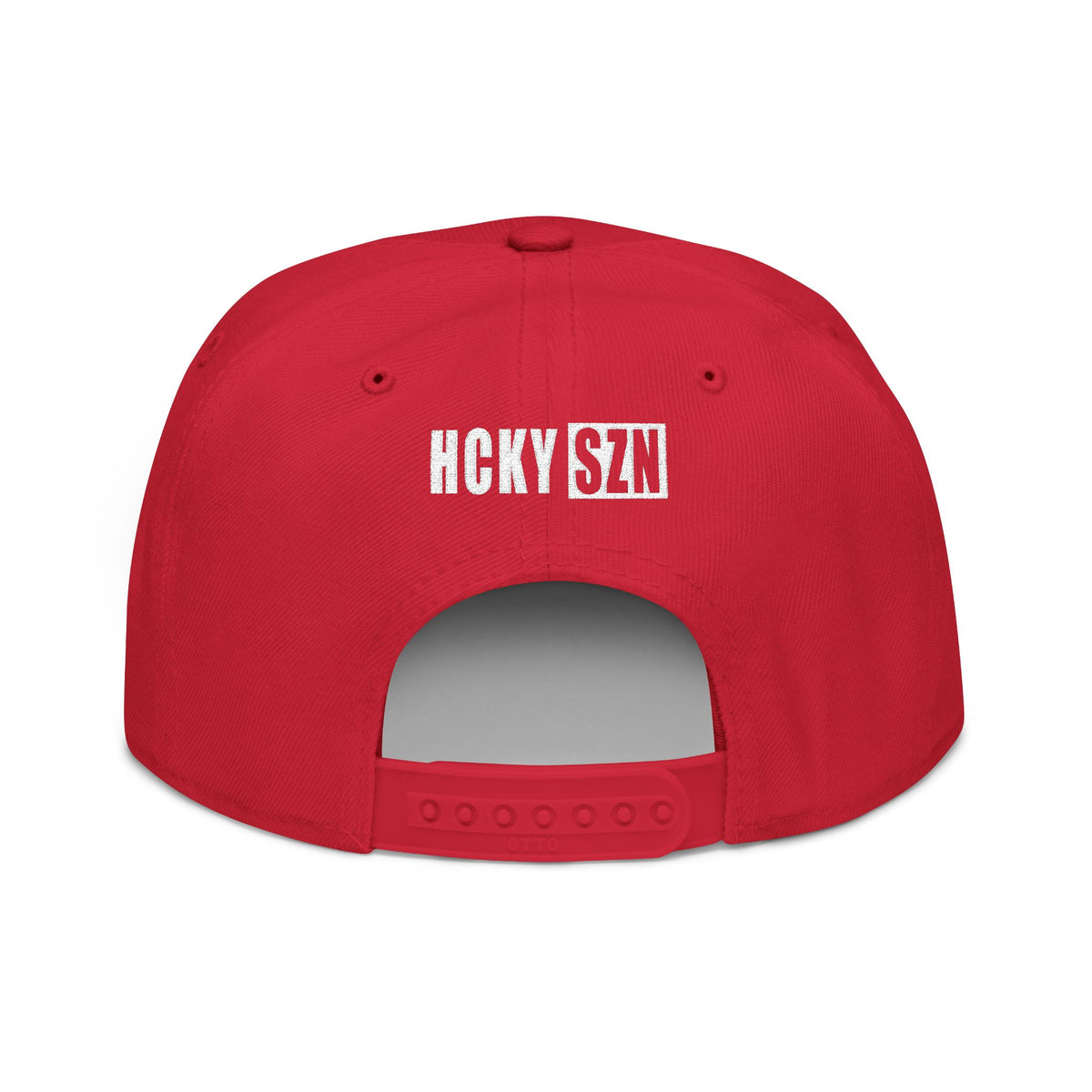 Upside Down HCKY SZN Embroidered Snapback Hat (Red)