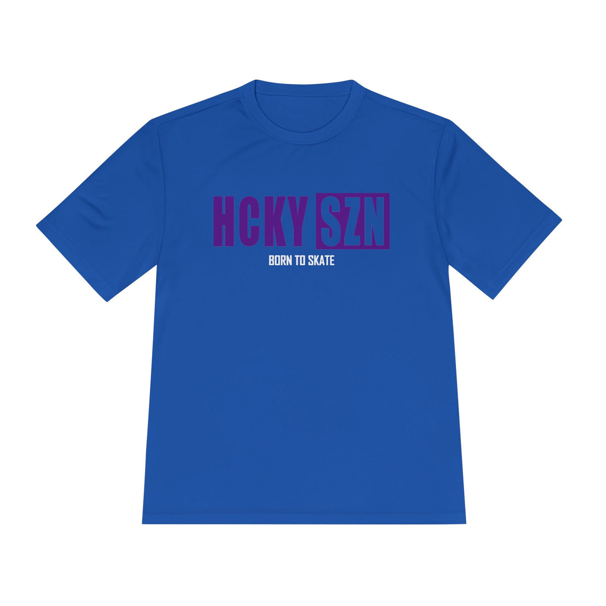 HCKYSZN (Born to Skate) Adult Performance Tee - Royal/Purple/White