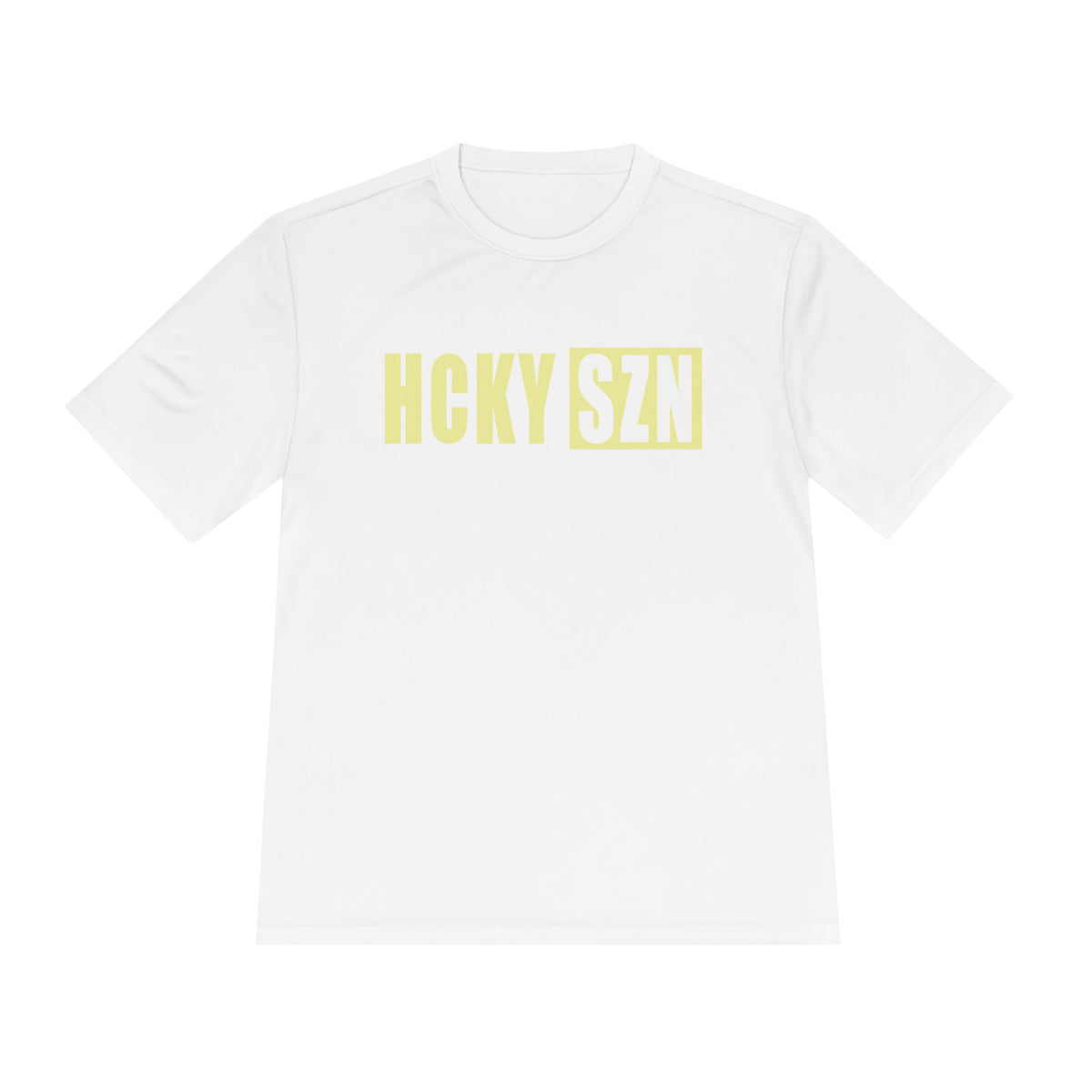HCKYSZN (Flagship Logo) Adult Performance Tee - White/Sunflower