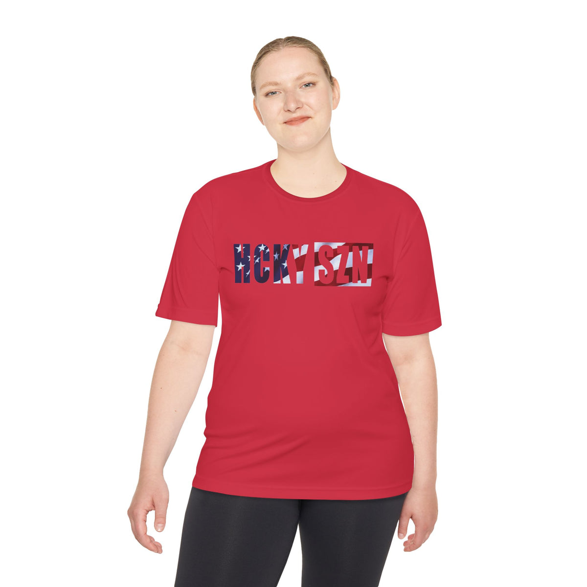 HCKYSZN (Flagship Logo) Adult Performance Tee - Red/USA
