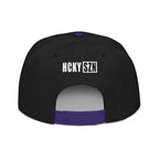 Upside Down HCKY SZN Embroidered Snapback Hat (Black/Purple)