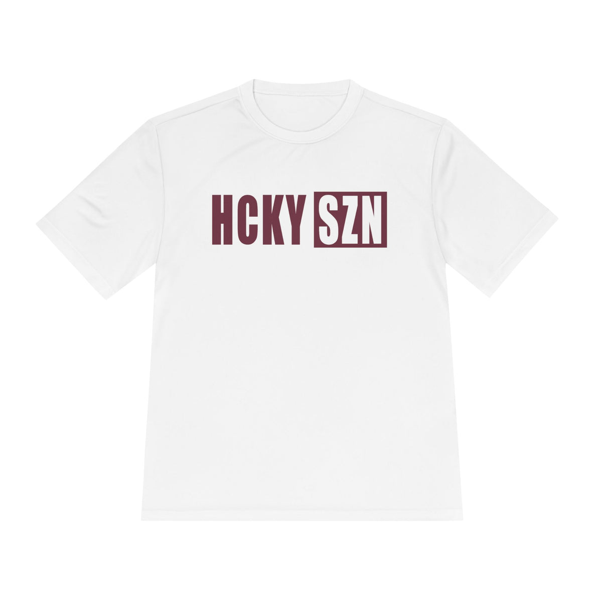 HCKYSZN (Flagship Logo) Adult Performance Tee - White/Maroon