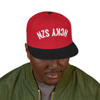 Upside Down HCKY SZN Embroidered Snapback Hat (Red/Black)