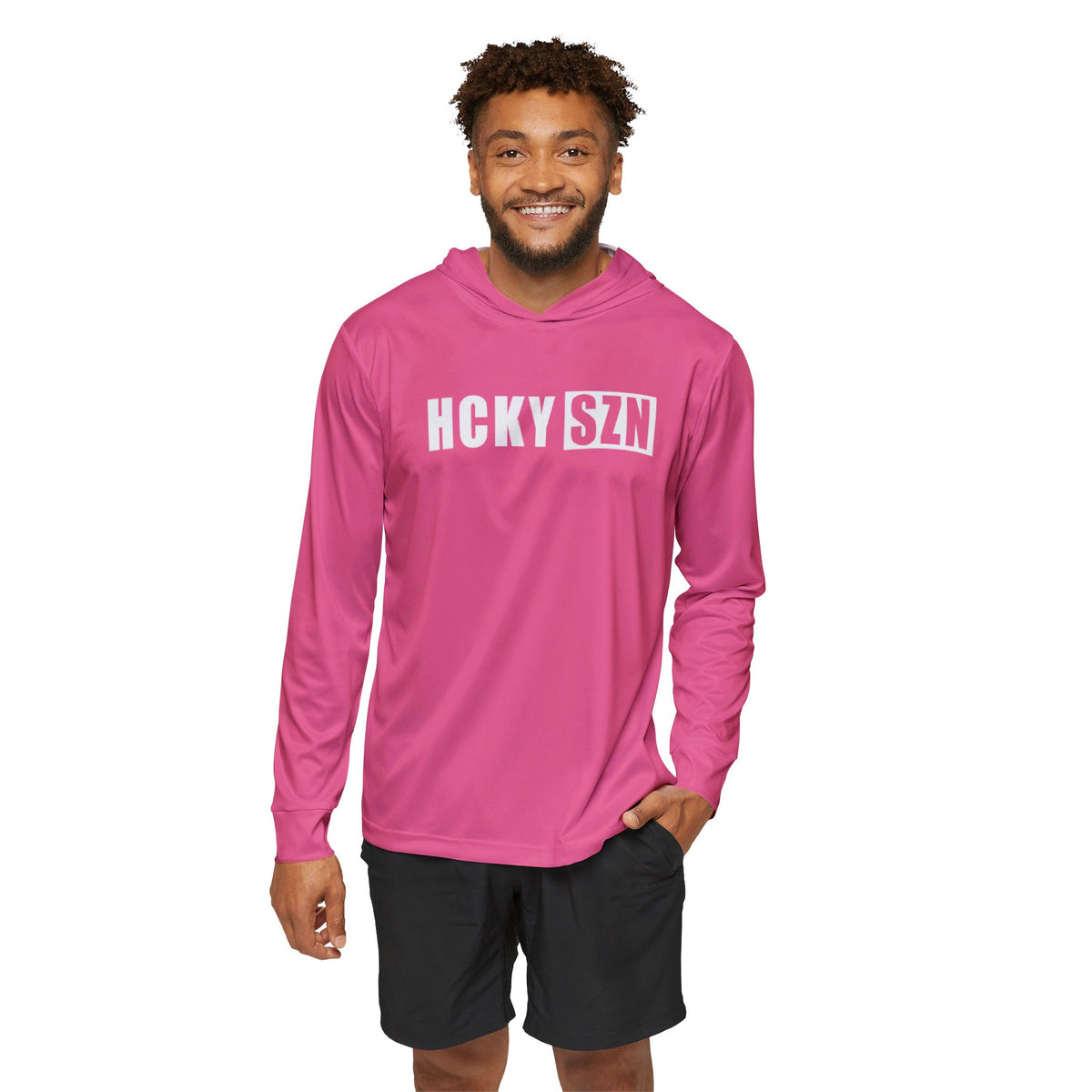 HCKY SZN Big Logo Performance Warmup Hoodie (Pink/White)