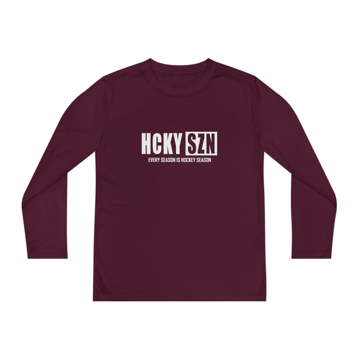 Every Season is HCKY SZN Youth Competitor Long Sleeve Tee (White Logo) - Various Colors