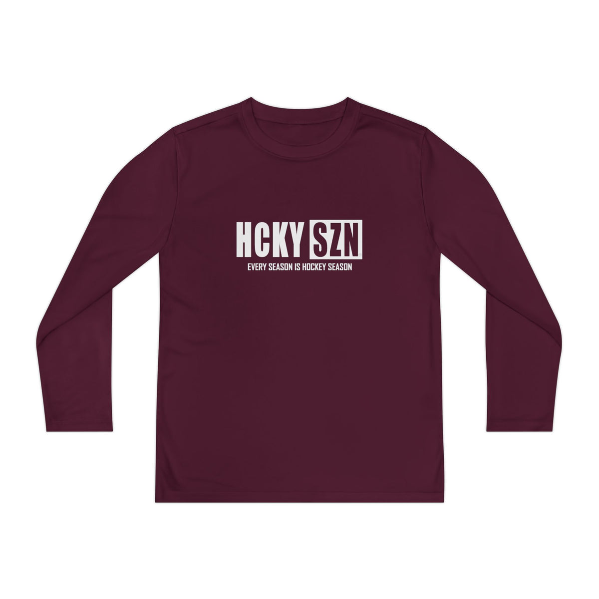 Every Season is HCKYSZN Youth Performance Long Sleeve Tee - White Logo