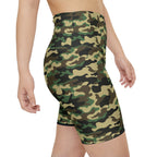 HKY SZN High Waisted Workout Shorts (Forest Camo)