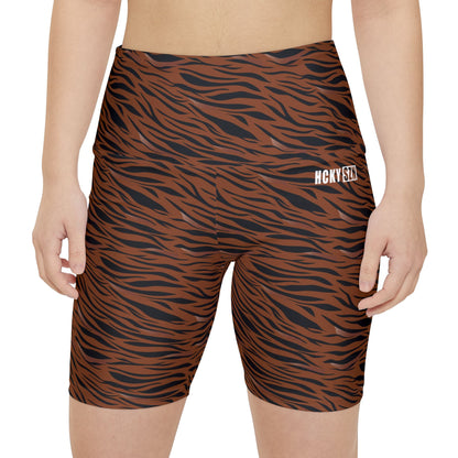 HKY SZN High Waisted Workout Shorts (Tiger Stripe)