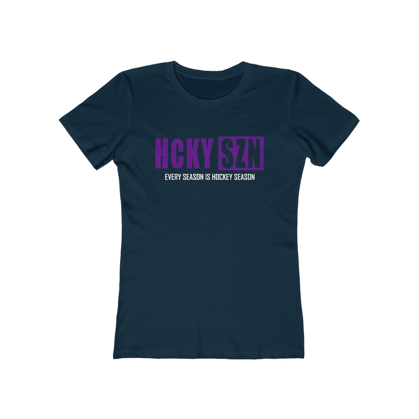 Every Season Is Hockey Season Women's Boyfriend Tee (Purple Logo) - Various Colors