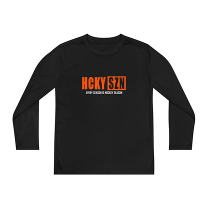 Every Season is HCKY SZN Youth Competitor Long Sleeve Tee (Orange Logo) - Various Colors