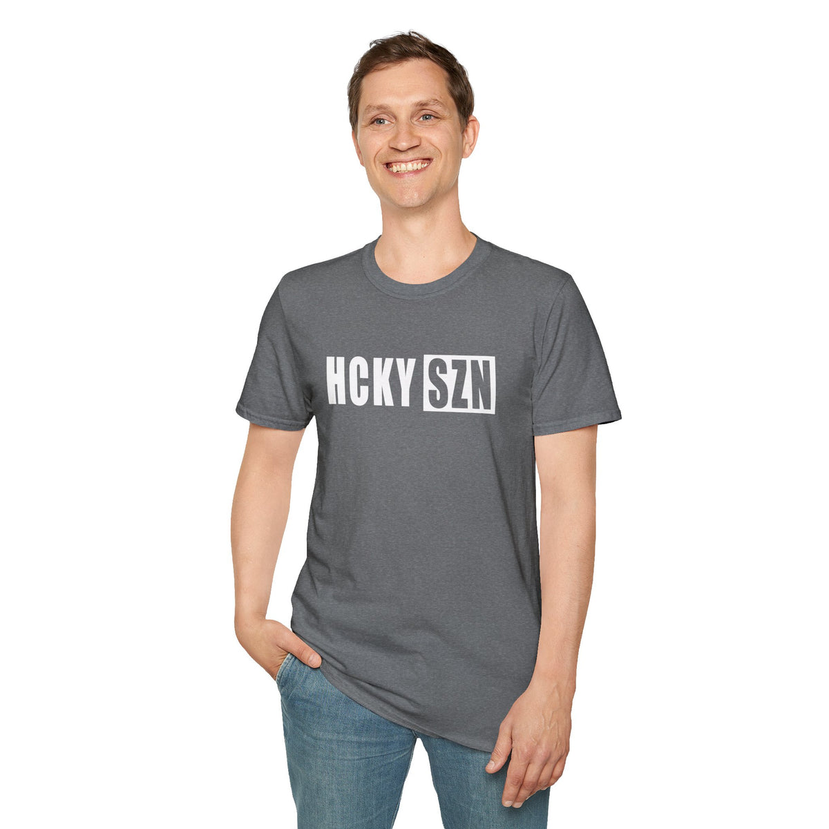 HCKY SZN Softstyle Tee Shirt (Heather Graphite)