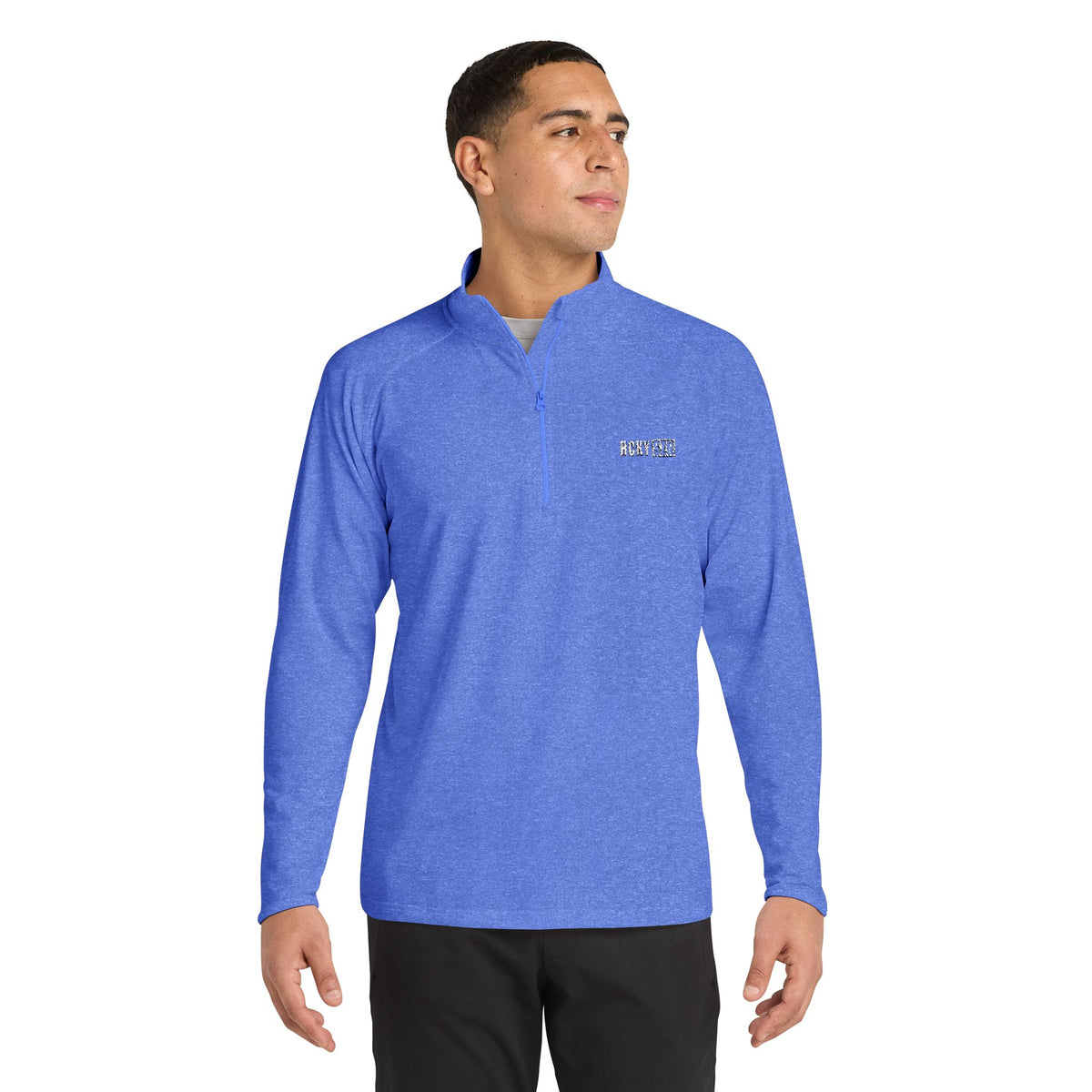 HCKY SZN Embroidered Quarter-Zip Pullover (Heather Royal/White)
