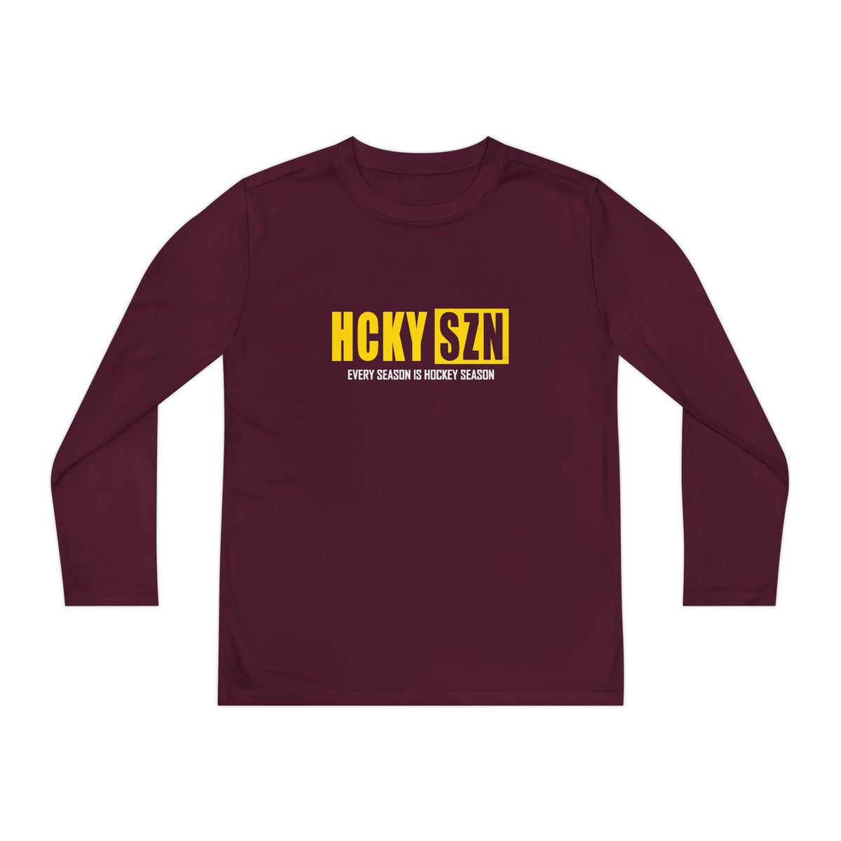 Every Season is HCKY SZN Youth Competitor Long Sleeve Tee (Yellow Logo) - Various Colors
