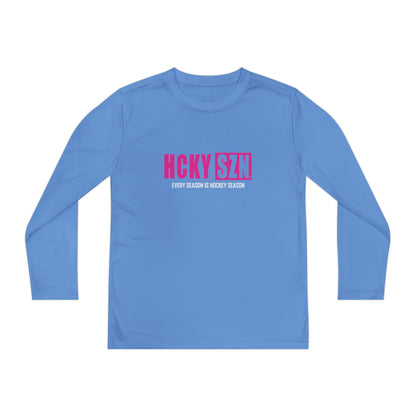 Every Season is HCKY SZN Youth Competitor Long Sleeve Tee (Hot Pink Logo) - Various Colors