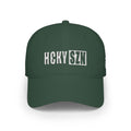 HCKY SZN Low Profile Embroidered Baseball Cap - Forest Green (White Logo)