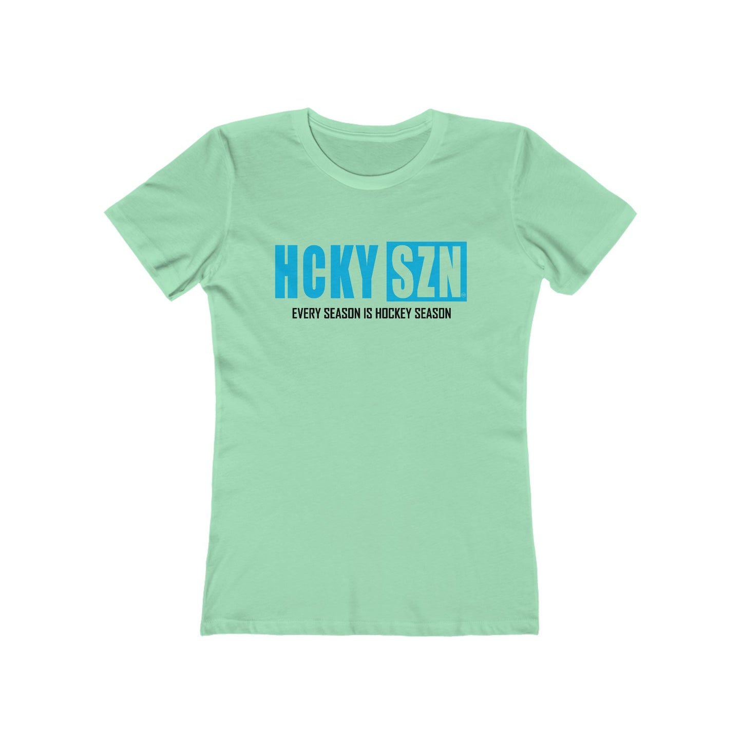 Every Season Is Hockey Season Women's Boyfriend Tee (Sky Blue Logo) - Various Colors