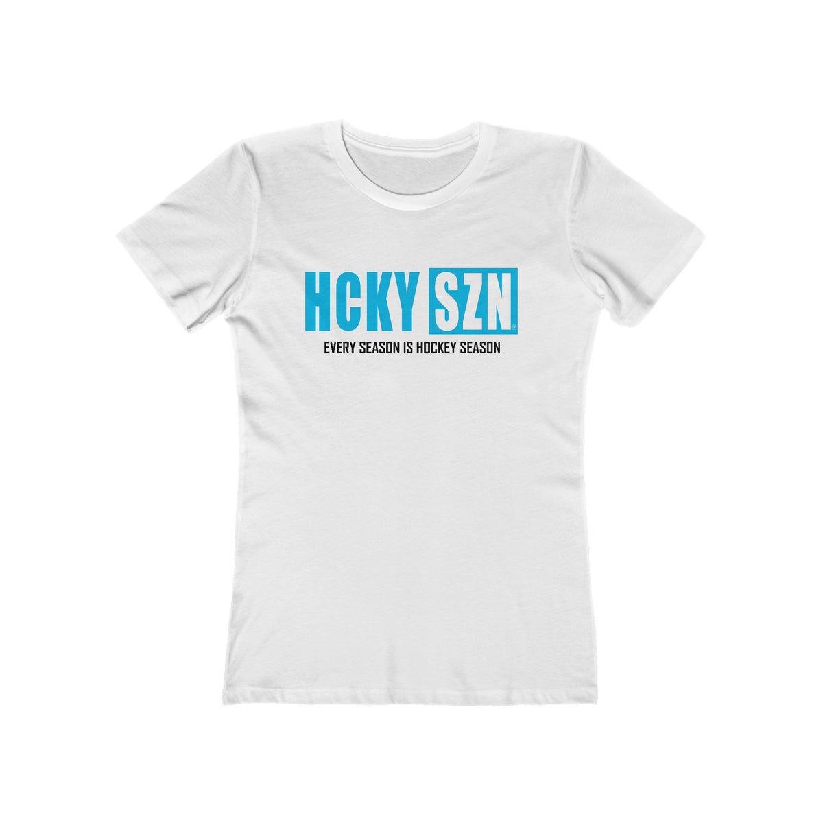 Every Season Is Hockey Season Women's Boyfriend Tee (Sky Blue Logo) - Various Colors