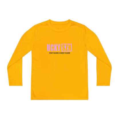 Every Season is HCKY SZN Youth Competitor Long Sleeve Tee (Pink Logo) - Various Colors