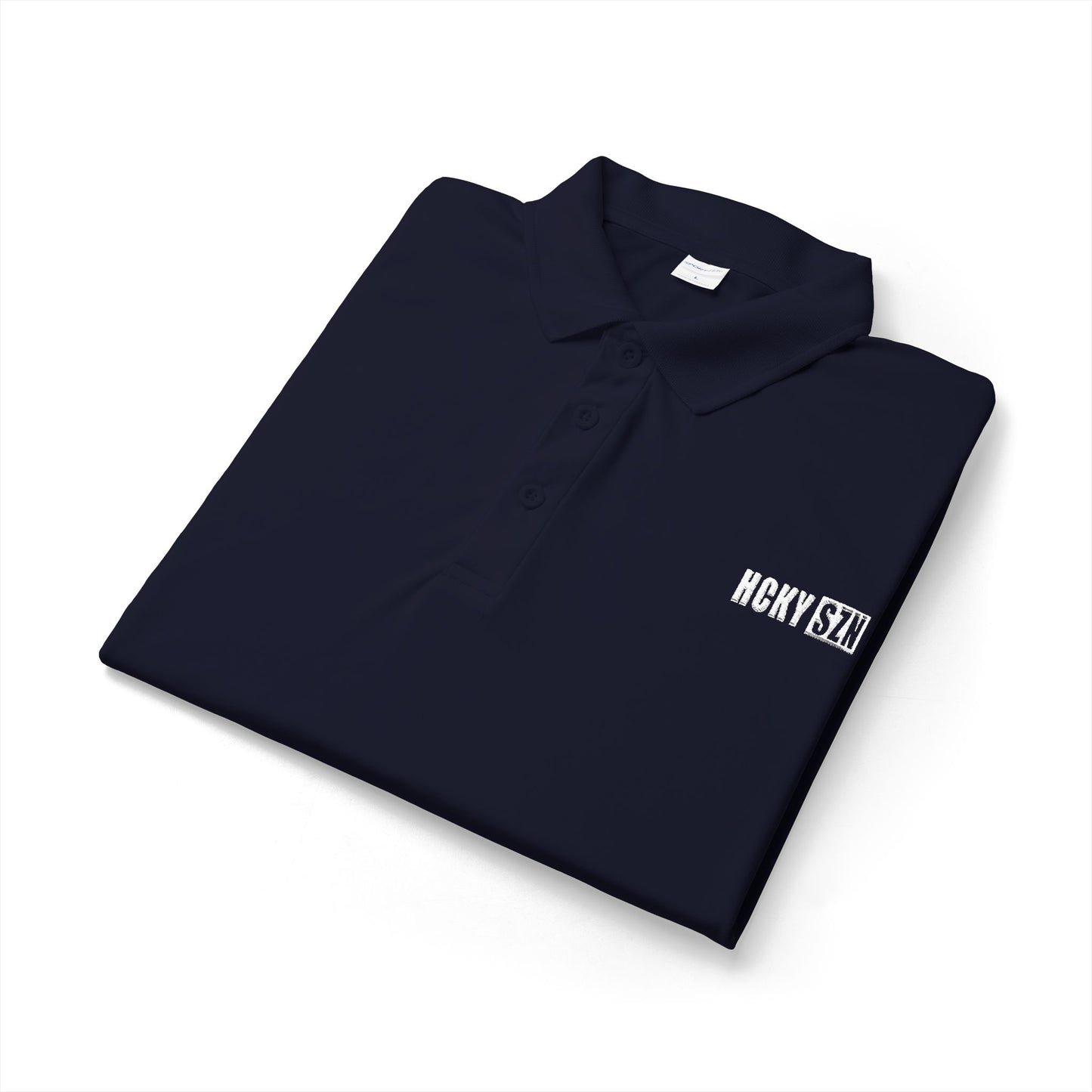 HCKY SZN Embroidered Performance Hockey Polo (True Navy)