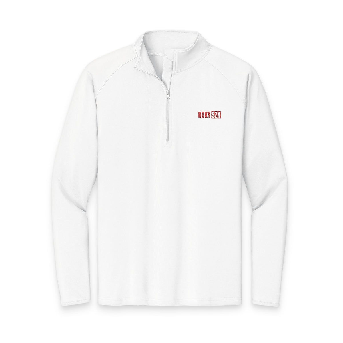 HCKY SZN Embroidered Quarter-Zip Pullover (White/Red)