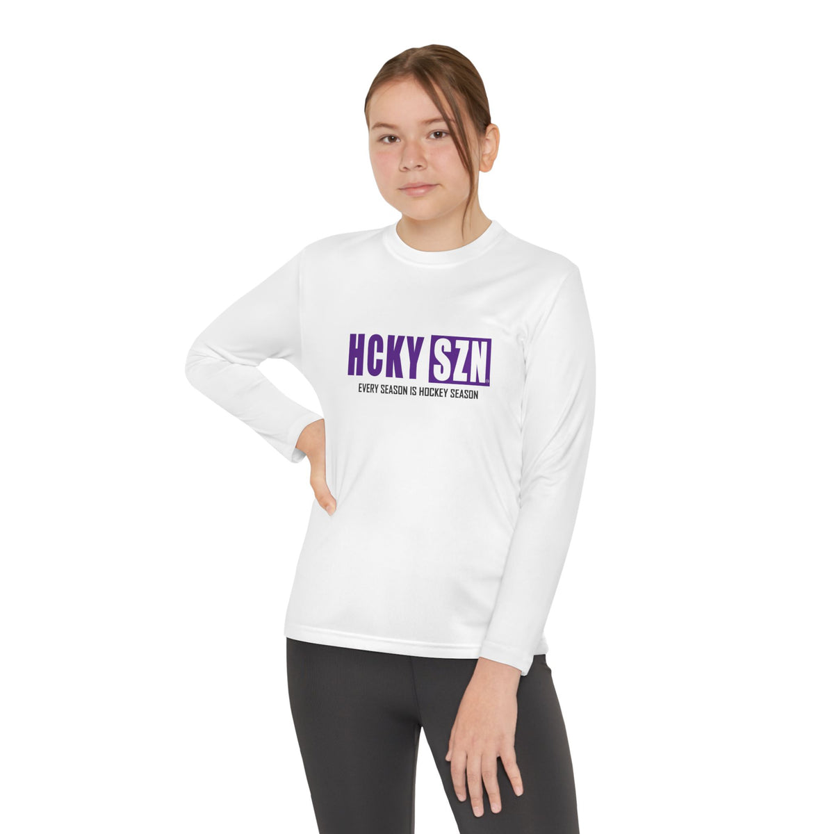 Every Season is HCKY SZN Youth Competitor Long Sleeve Tee (Purple Logo) - Various Colors
