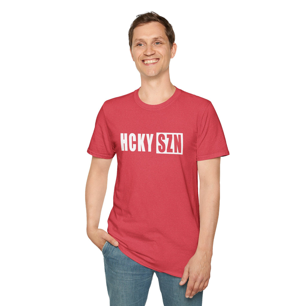 HCKY SZN Softstyle Tee Shirt (Heather Red)