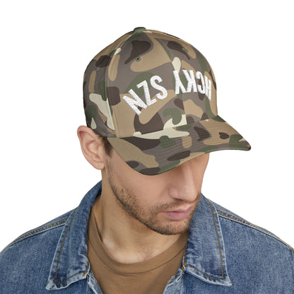 Upside Down HCKY SZN Embroidered Flex Fit Hat (Green Camo)