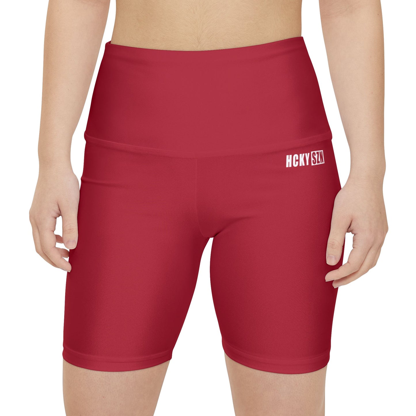 HKY SZN High Waisted Workout Shorts (Scarlet Red)