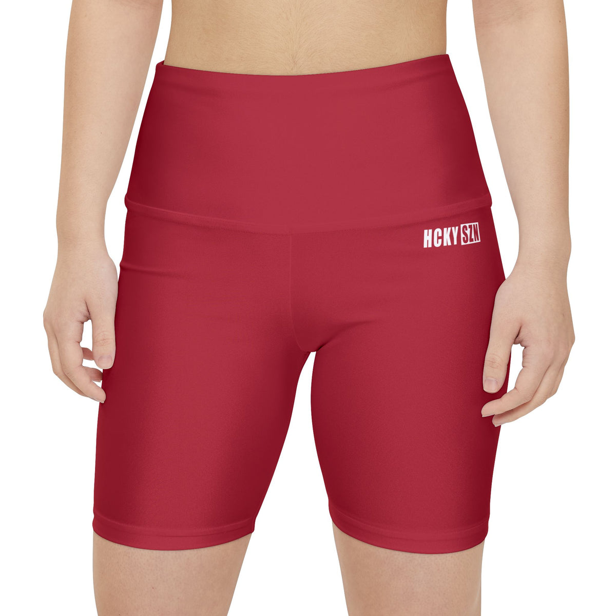 HKY SZN High Waisted Workout Shorts (Scarlet Red)