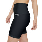 HKY SZN High Waisted Workout Shorts (Pitch Black)