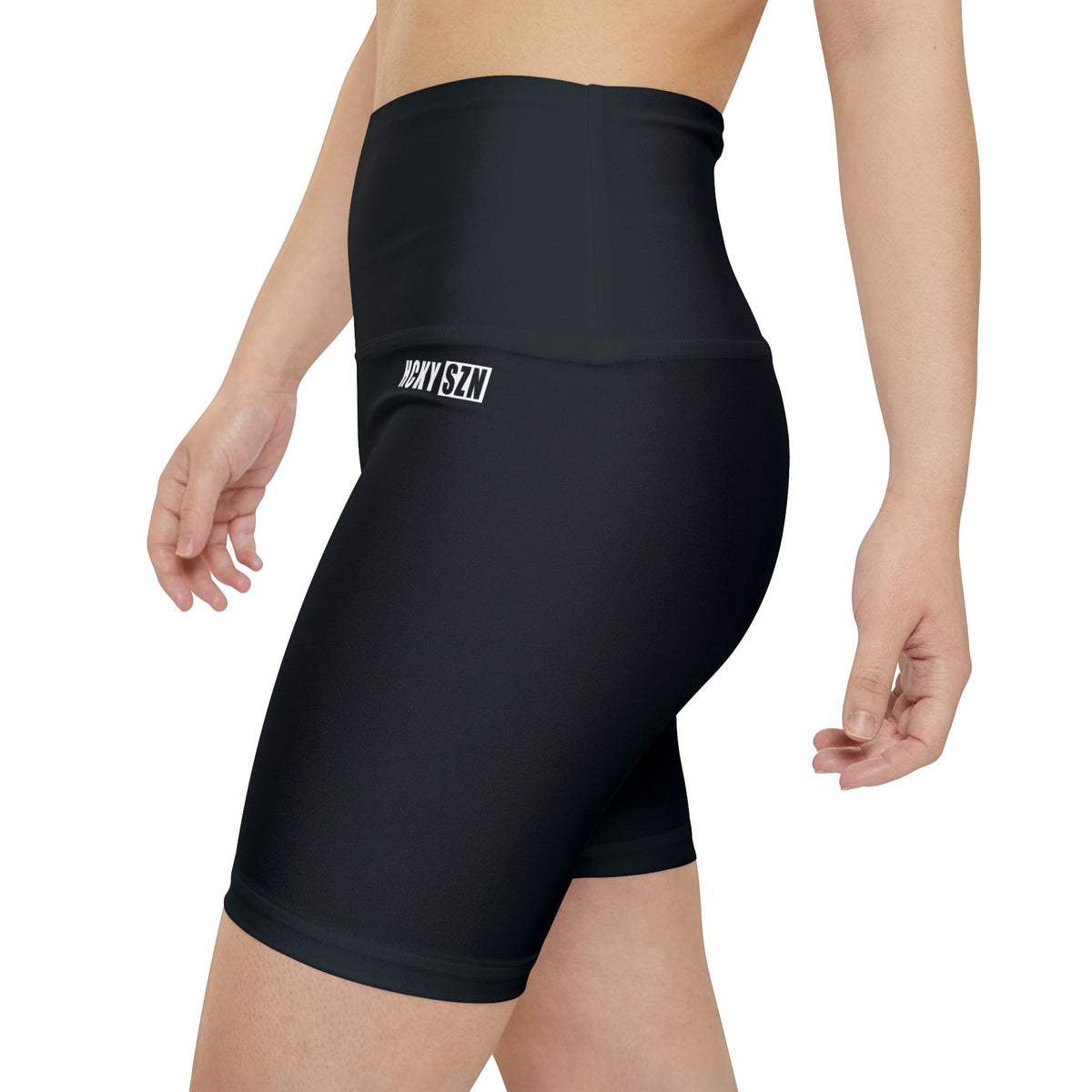 HKY SZN High Waisted Workout Shorts (Pitch Black)