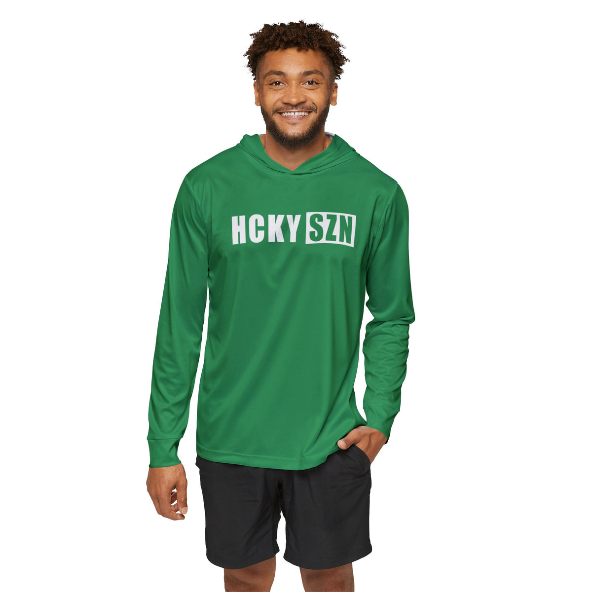 HCKY SZN Big Logo Performance Warmup Hoodie (Green/White)