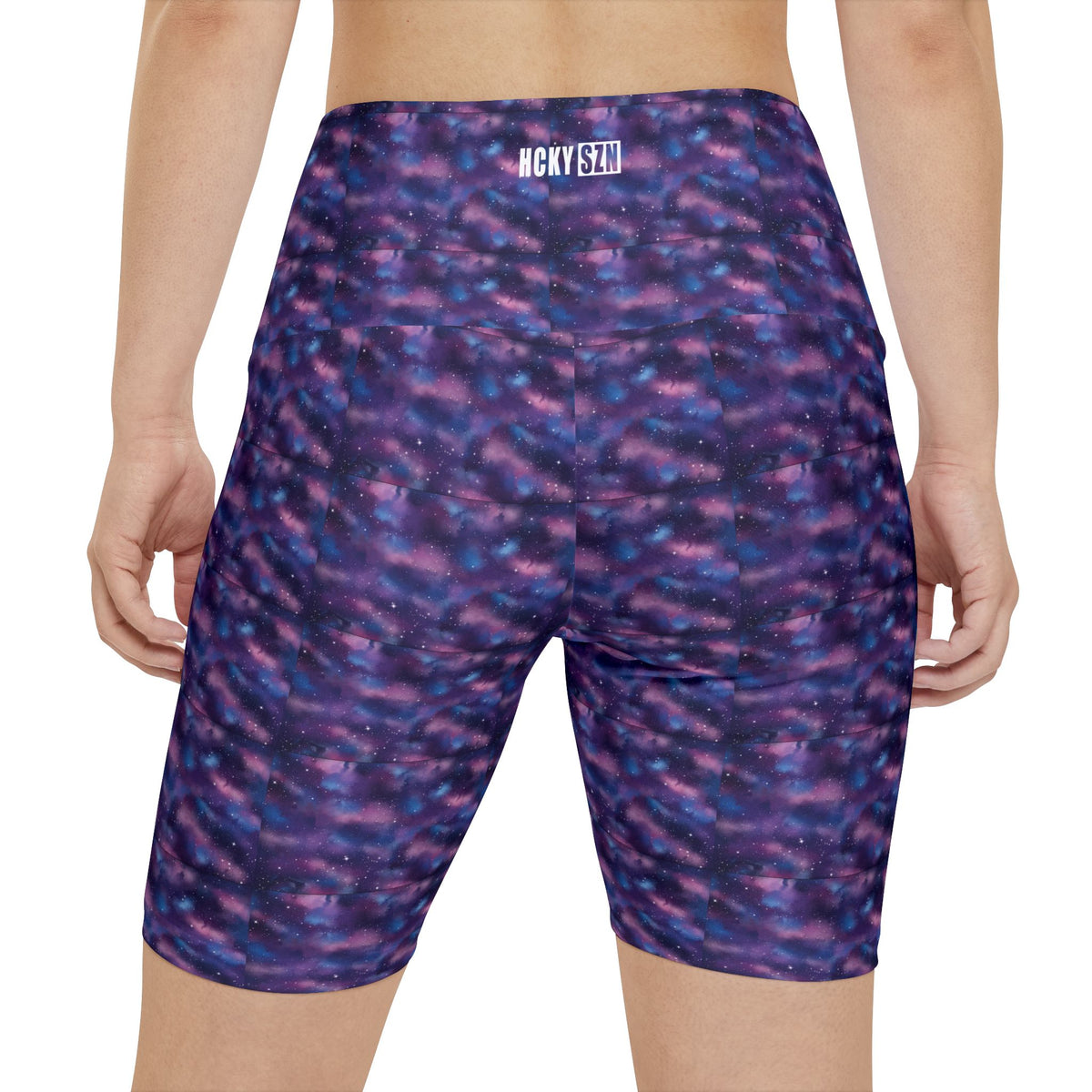 HKY SZN High Waisted Workout Shorts (Watercolor Galaxy)