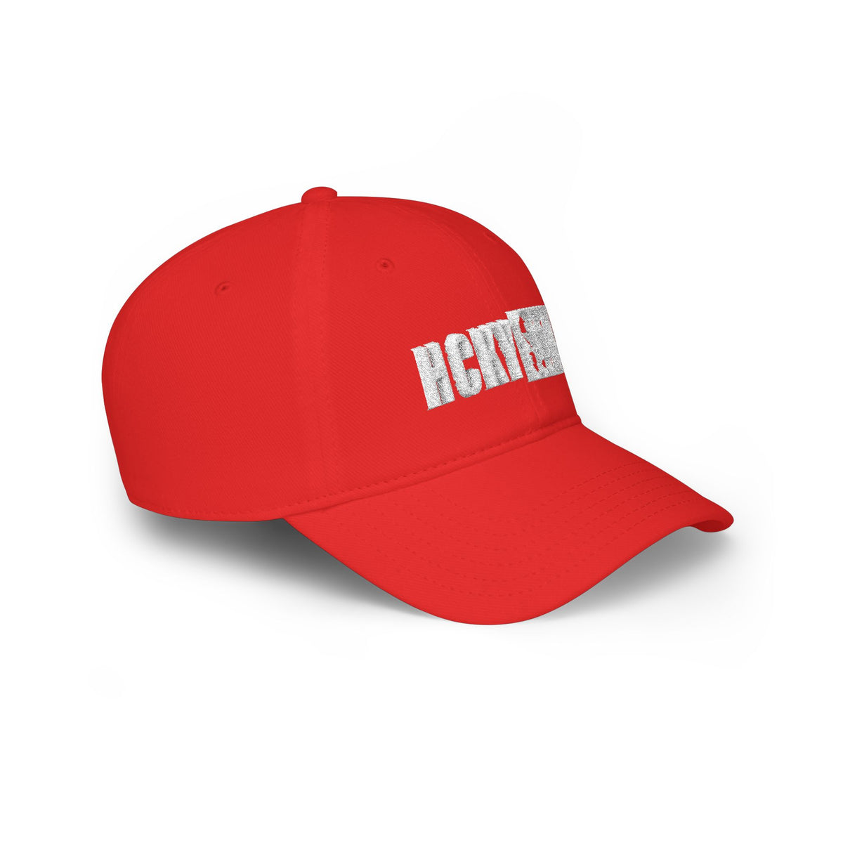HCKY SZN Low Profile Embroidered Baseball Cap - Red (White Logo)