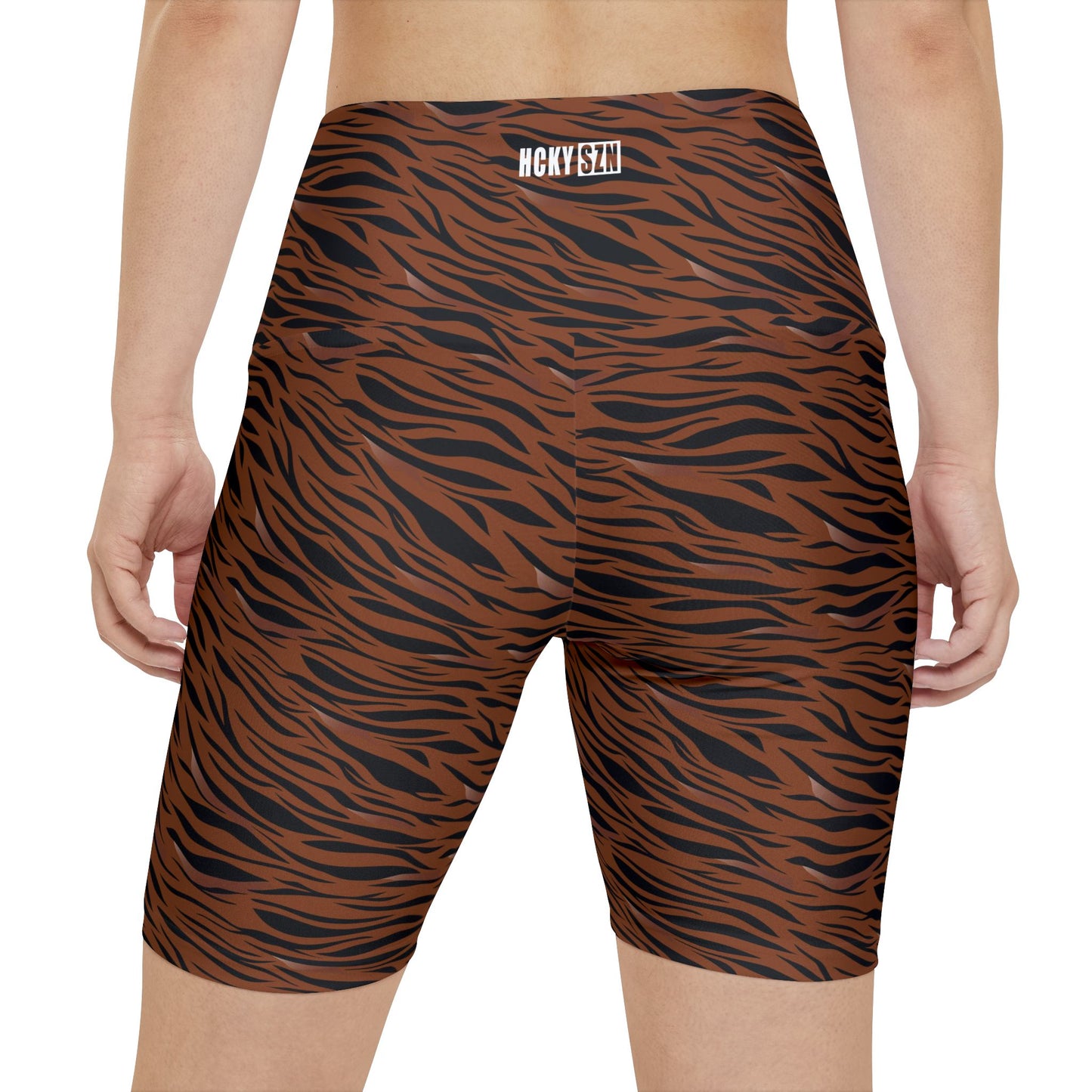 HKY SZN High Waisted Workout Shorts (Tiger Stripe)