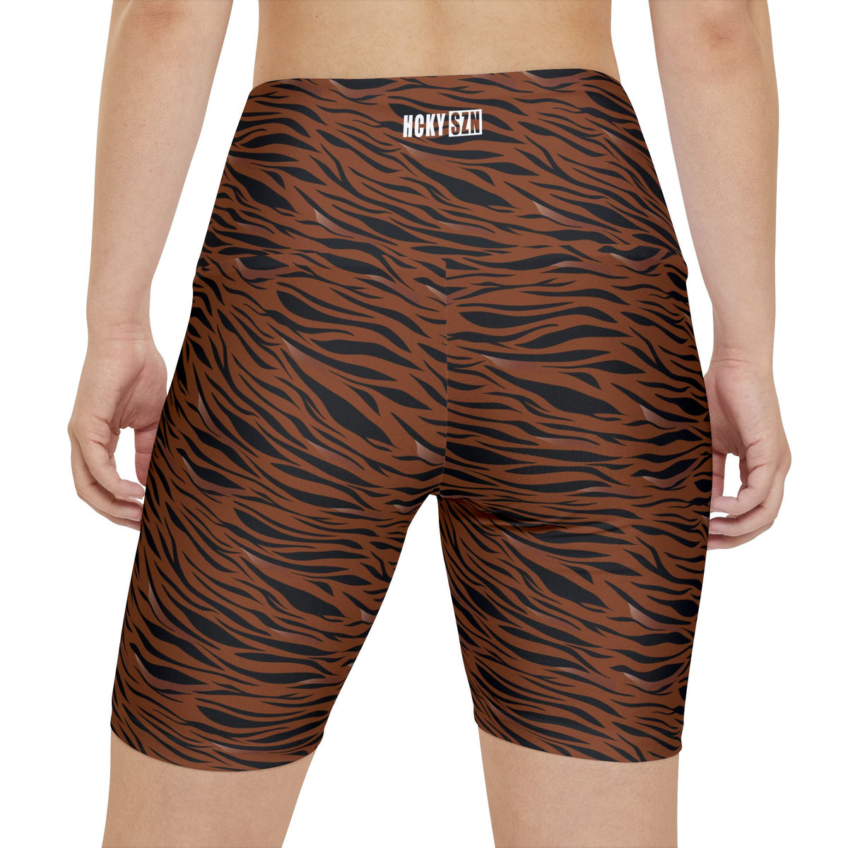 HKY SZN High Waisted Workout Shorts (Tiger Stripe)
