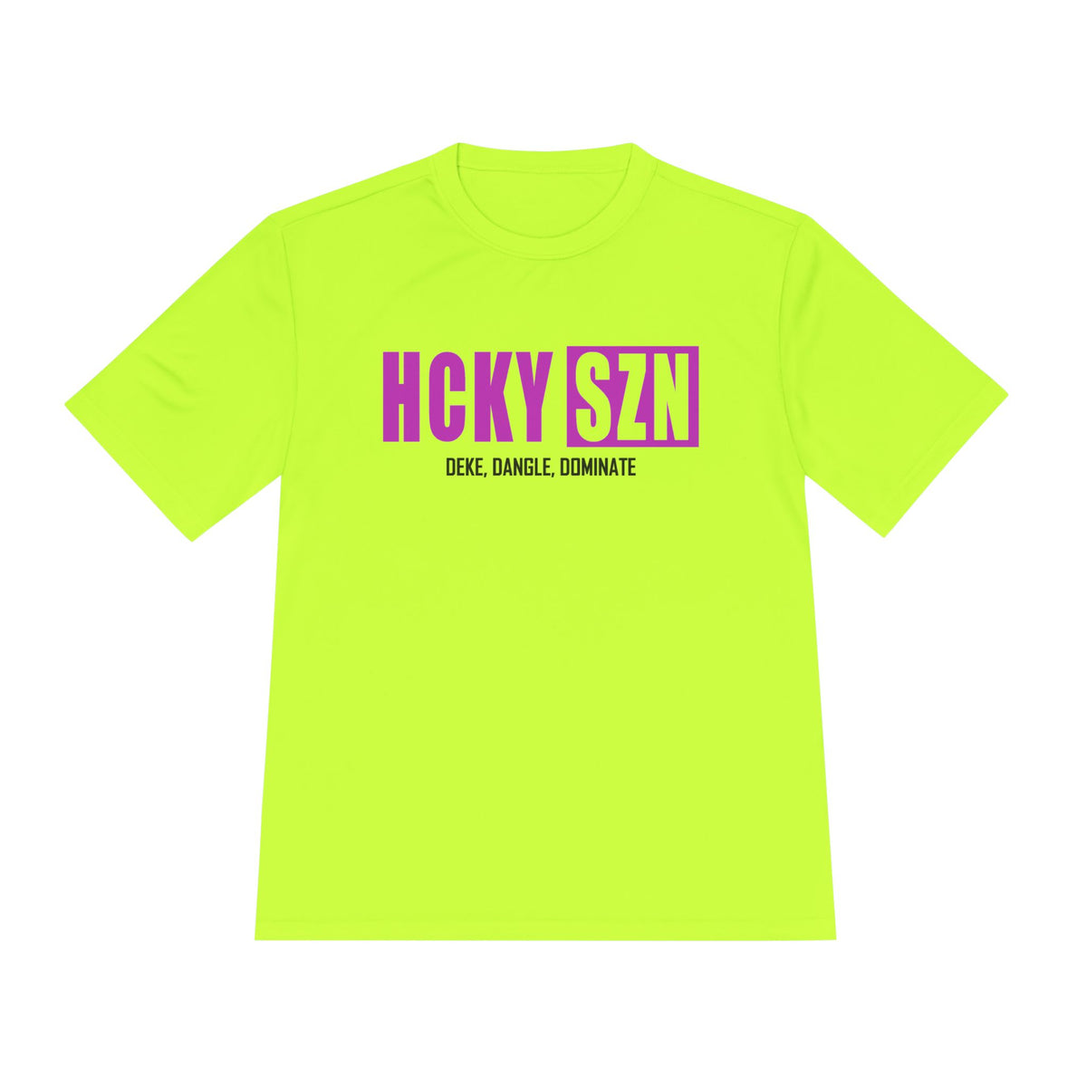HCKYSZN (Deke Dangle) Adult Performance Tee - Neon Yellow/Fuchsia/Black