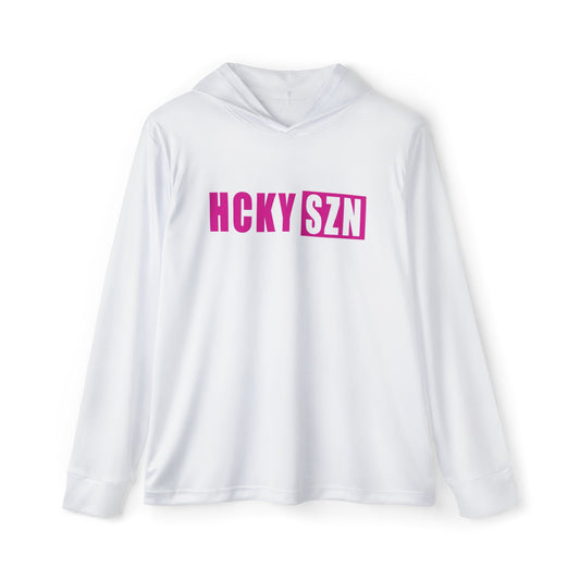 HCKY SZN Big Logo Performance Warmup Hoodie (White/Hot Pink)