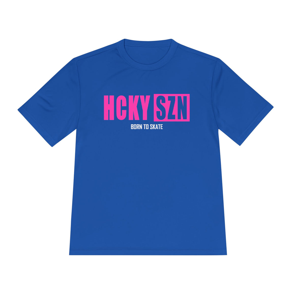 HCKYSZN (Born to Skate) Adult Performance Tee - Royal/Hot Pink/White