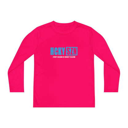 Every Season is HCKY SZN Youth Competitor Long Sleeve Tee (Sky Blue Logo) - Various Colors
