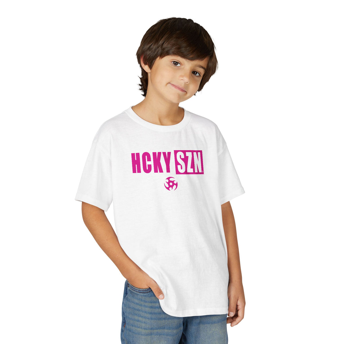 Youth HCKY SZN DryBlend Tee Shirt (Pink Logo) - Various Colors