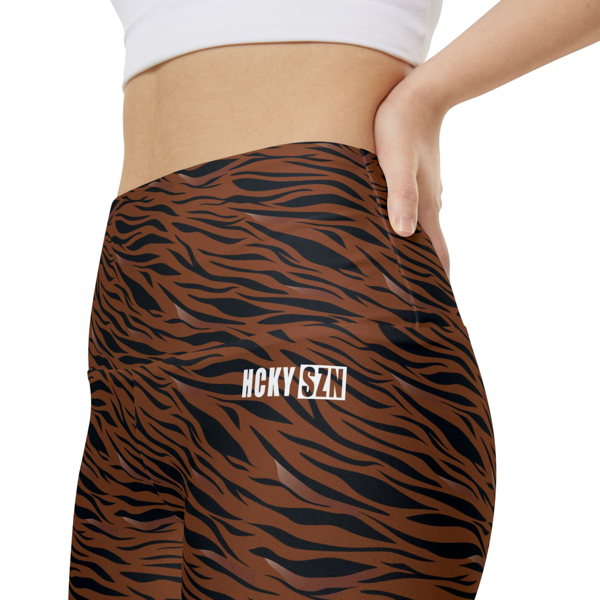 HKY SZN High Waisted Workout Shorts (Tiger Stripe)
