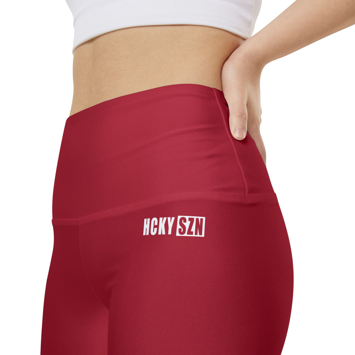 HKY SZN High Waisted Workout Shorts (Scarlet Red)