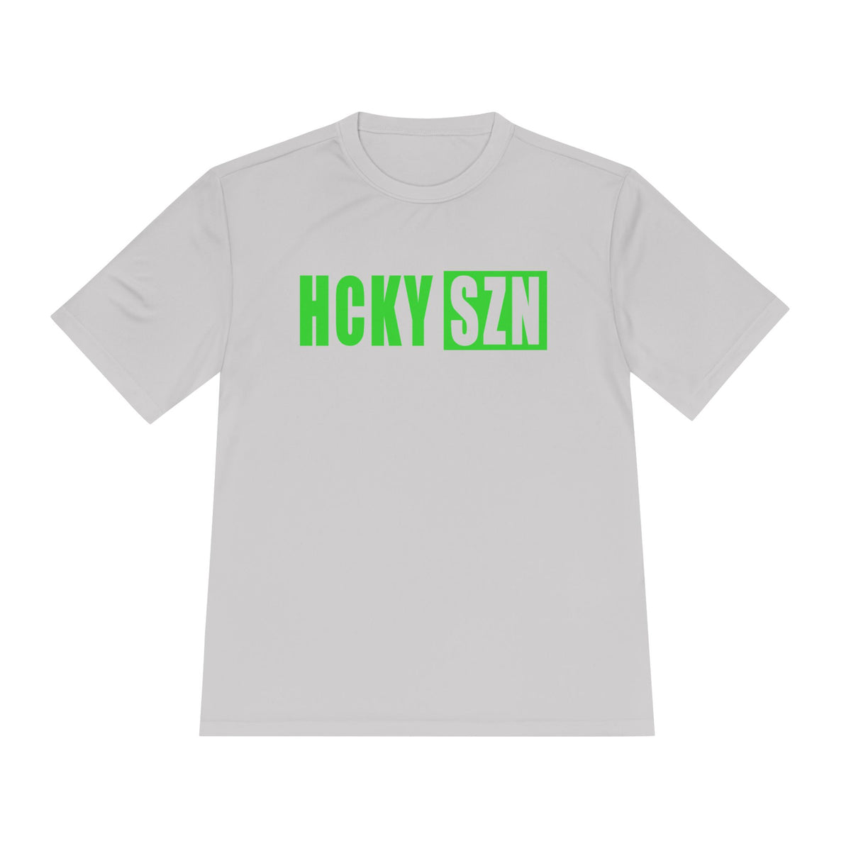 HCKYSZN (Flagship Logo) Adult Performance Tee - Silver/Lime
